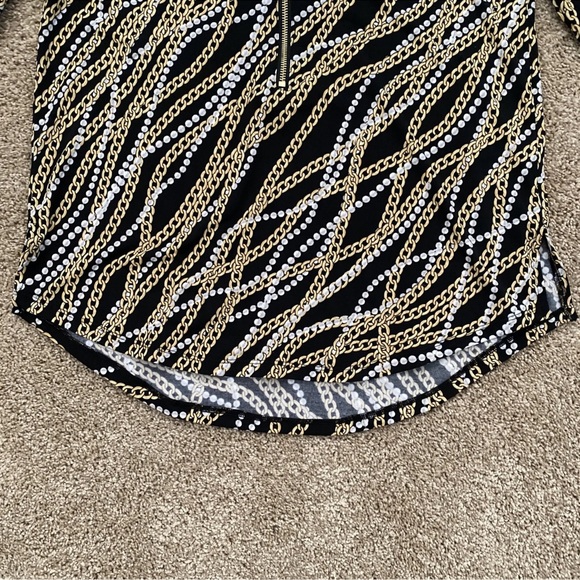 Michael Kors Black, Gold Chain And White Pearl Blouse Size Medium NWT - Picture 4 of 11